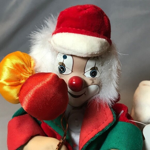 Vintage Christmas Clown Ceramic and Cloth Plush Decor - Picture 5 of 7